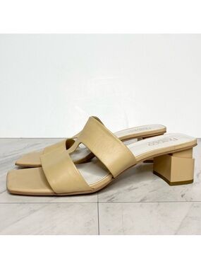 Franco Sarto Kirsi Tan Square Toe Block Heel Sandal 9 1/2 M